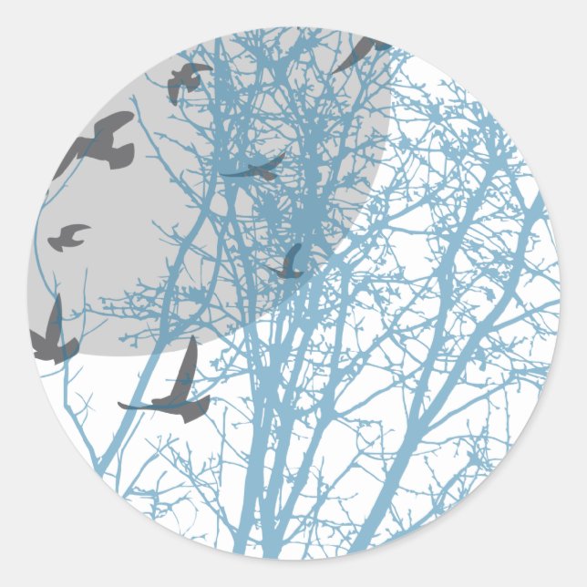 Sticker Rond oiseau à silhouette (Devant)