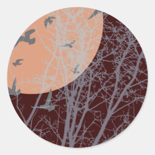 Sticker Rond oiseau à silhouette