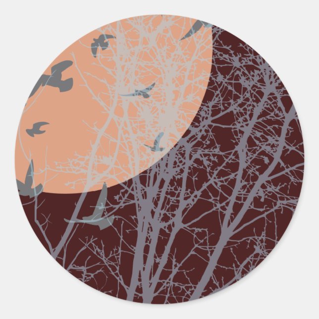 Sticker Rond oiseau à silhouette (Devant)