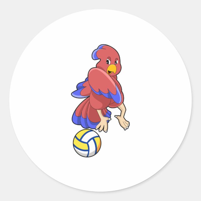 Sticker Rond Oiseau aux sports de volley-ball (Devant)