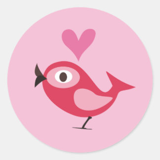 Sticker Rond oiseau avec coeur