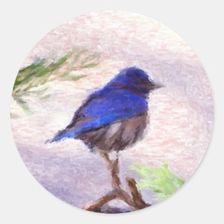 Sticker Rond Oiseau bleu
