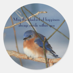 Sticker Rond Oiseau bleu d'autocollant inspiré de bonheur