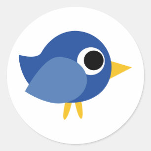 Sticker Rond Oiseau bleu mignon
