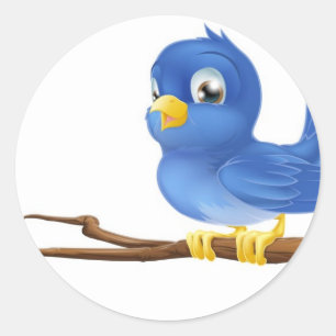 Sticker Rond Oiseau bleu sur la branche d'arbre