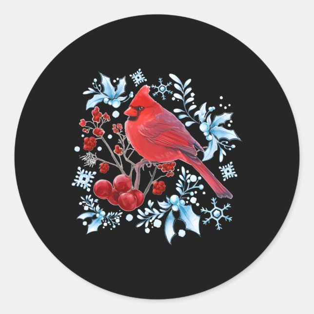 Sticker Rond Oiseau cardinal rouge Observation des oiseaux 2022 (Devant)