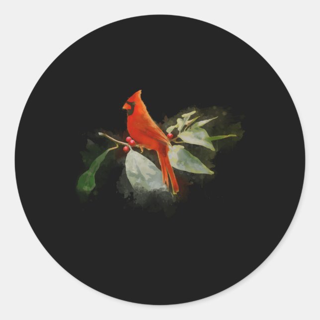 Sticker Rond Oiseau cardinal rouge sauvage (Devant)
