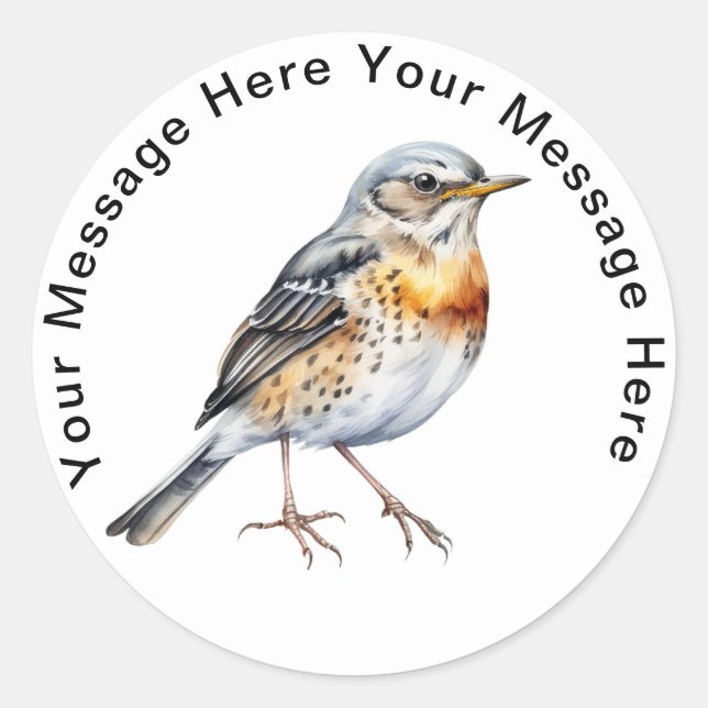 Sticker Rond Oiseau-chanteur de Fieldfare (Devant)