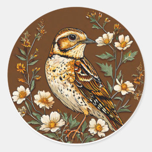 Sticker Rond 🐦 Oiseau Coloré Art de la Nature Illustration Lum