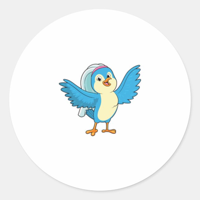 Sticker Rond Oiseau comme mariée avec voile (Devant)