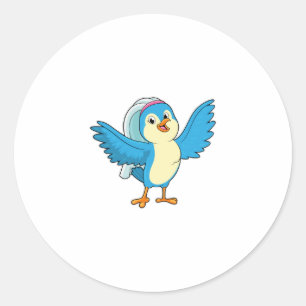Sticker Rond Oiseau comme mariée avec voile