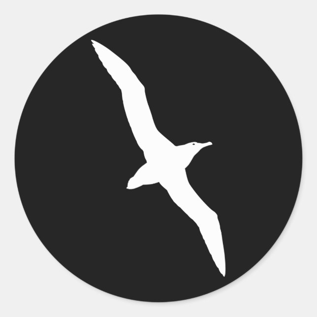 Sticker Rond Oiseau d'Albatros blanc en vol (Devant)