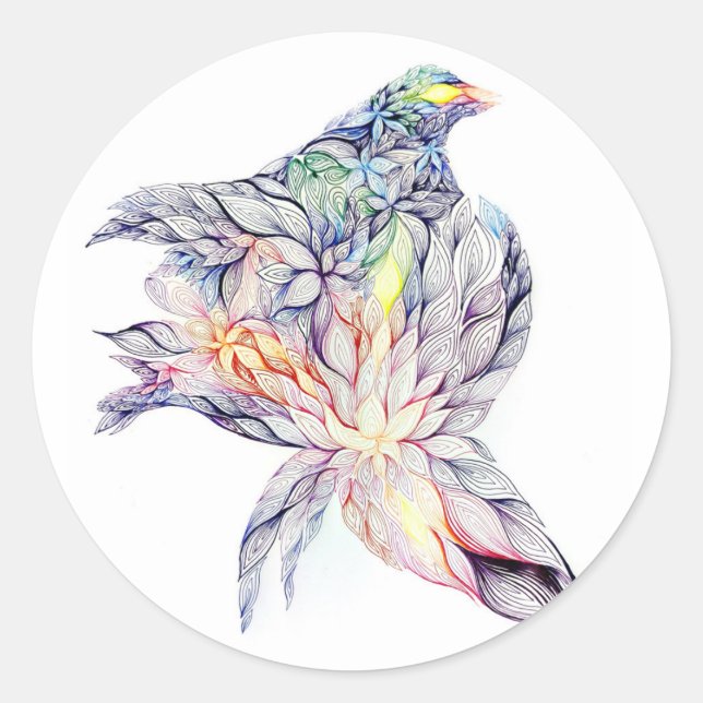 Sticker Rond Oiseau dans son nid (Devant)