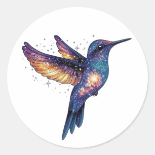 Sticker Rond Oiseau-de-brousse Avec Stone Night Ciel Galaxy Ois