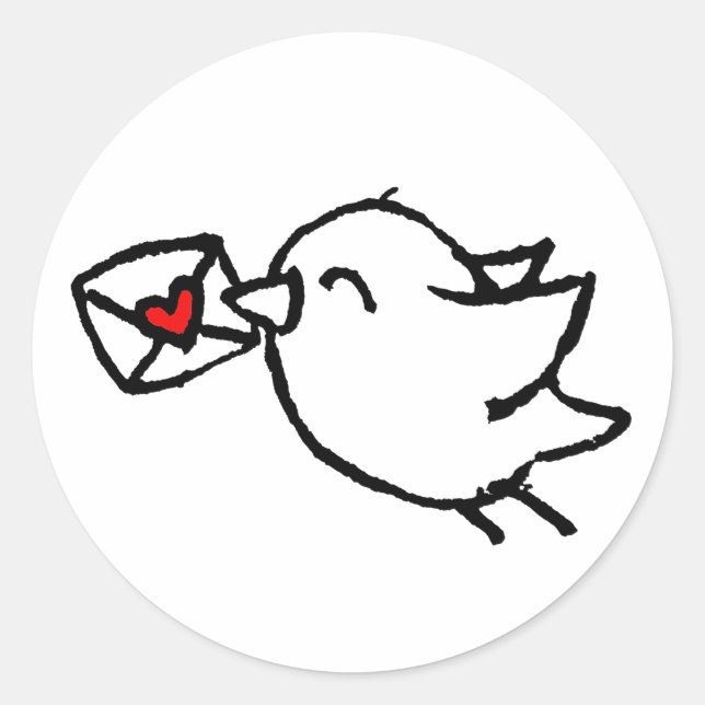 Sticker Rond oiseau de courrier heureux (Devant)