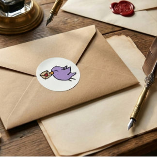 Sticker Rond oiseau de courrier heureux