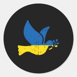 Sticker Rond Oiseau de la paix ukrainien - Drapeau ukrainien bl