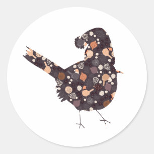 Sticker Rond Oiseau de Noël drôle avec motif le