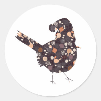 Sticker Rond Oiseau de Noël drôle avec motif le