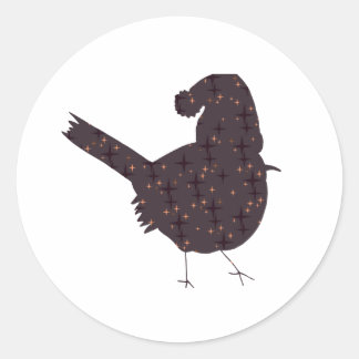 Sticker Rond Oiseau de Noël gros et drôle avec chapeau