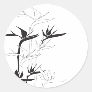 Sticker Rond Oiseau de paradis monochrome
