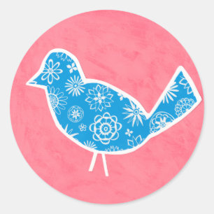 Sticker Rond Oiseau décoratif avec Motifs sur Arrière - plan ro