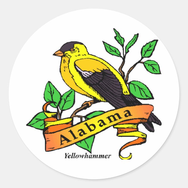 Sticker Rond Oiseau d'État de l'Alabama (Devant)