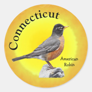 Sticker Rond Oiseau d'État du Connecticut