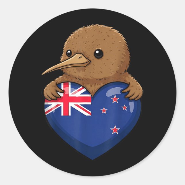 Sticker Rond Oiseau Kiwi de Nouvelle-Zélande (Devant)