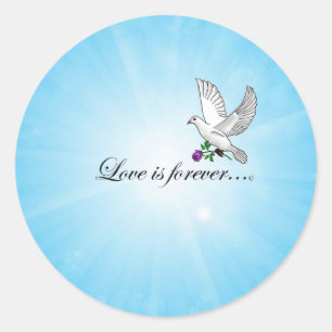 Sticker Rond Oiseau "L'AMOUR est pour toujours"