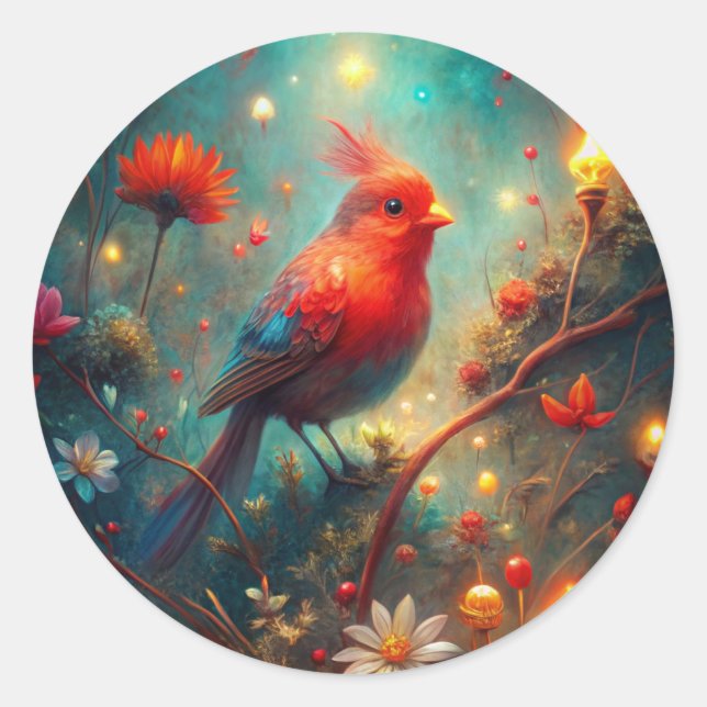 Sticker Rond Oiseau mignon (Devant)