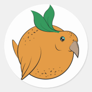 Sticker Rond Oiseau orange