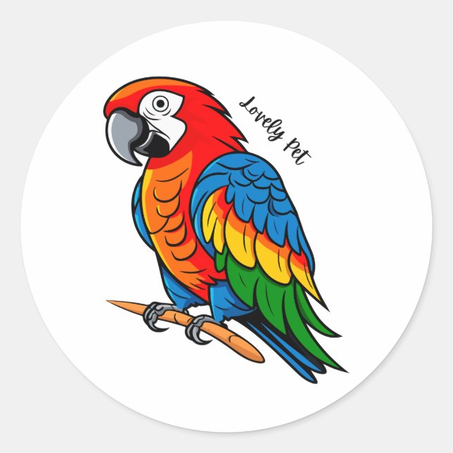 Sticker Rond Oiseau Perroquet Coloré (Devant)