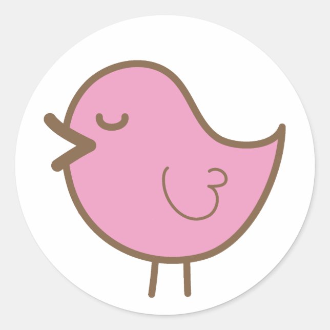 Sticker Rond oiseau rose (Devant)