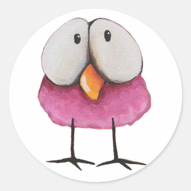Sticker Rond Oiseau rose (Devant)