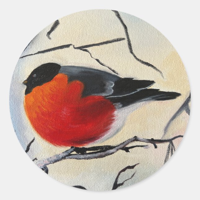 Sticker Rond Oiseau rouge  (Devant)