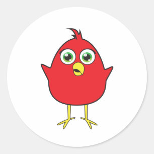 Sticker Rond Oiseau rouge