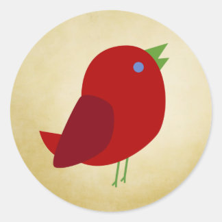 Sticker Rond Oiseau rouge rétro mignon