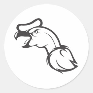 Sticker Rond Oiseau sérieux de condor andin en noir et blanc