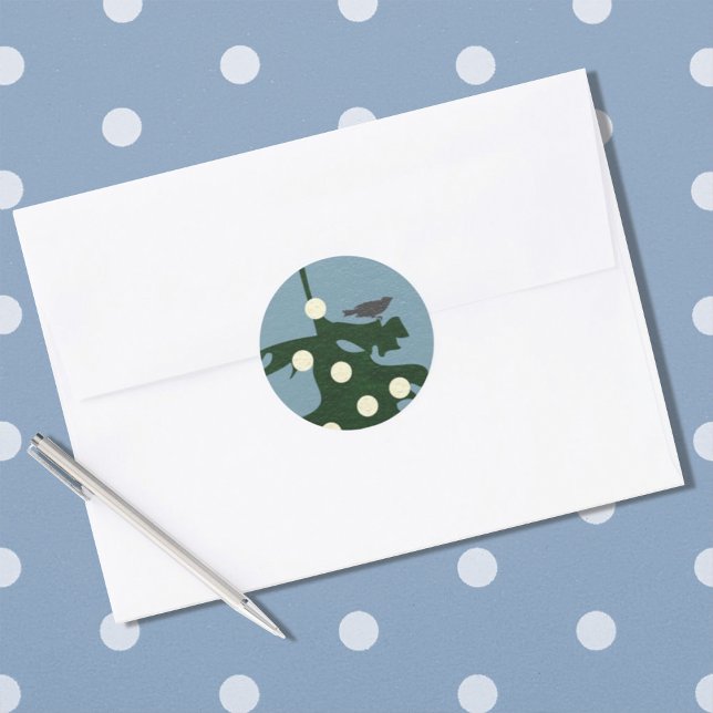 Sticker Rond Oiseau sur arbre avec lumière (Créateur téléchargé)