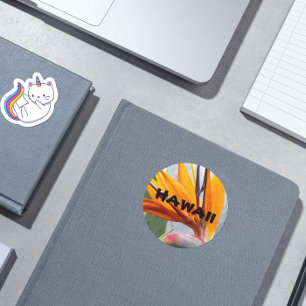 Sticker Rond Oiseau tropical du Paradis Plante Floral Hawaii