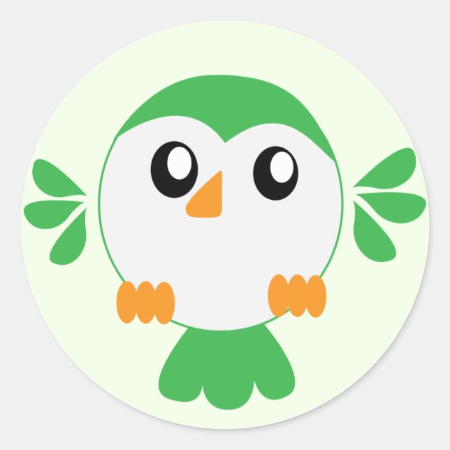 Sticker Rond Oiseau vert mignon (Devant)