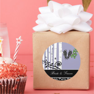 Sticker Rond Oiseau violet ultra violet Sceau Vintage Oiseau