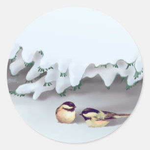 Sticker Rond OISEAUX DE NEIGE par SHARON SHARPE