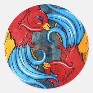 Sticker Rond Oiseaux de tatouage