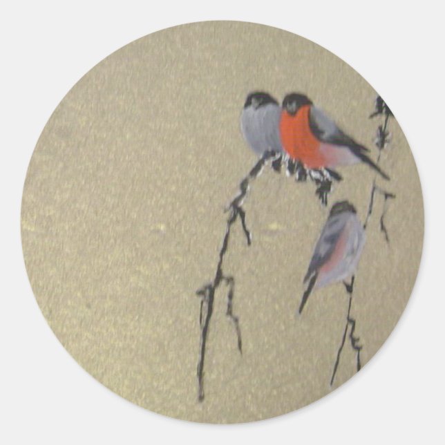 Sticker Rond Oiseaux d'hiver Or (Devant)
