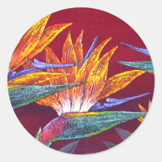 Sticker Rond Oiseaux Du Paradis Fleur Tropicale - Multiples