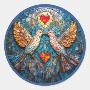 Sticker Rond Oiseaux et cœurs Amour pour Cadeau & Décoration