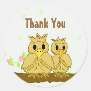 Sticker Rond Oiseaux mignons merci