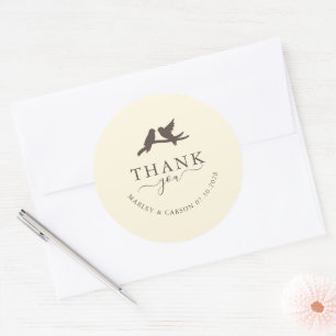 Sticker Rond Oiseaux Romantiques Classique Mariage Remerciement